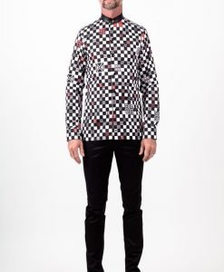 Chemise coton damier imprim graphique