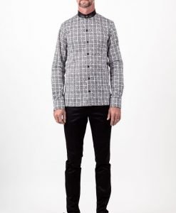 Chemise coton noir & blanche imprim graphique  Kuba