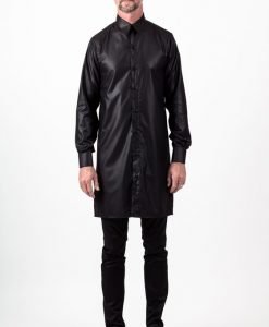 Chemise longue coton super 100's noire